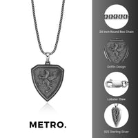 Pegasus Sheild Pendant in Sterling Silver