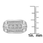 Men's Three-Row Lab Grown Diamond Band in Sterling Silver (1/4 ct. tw.)