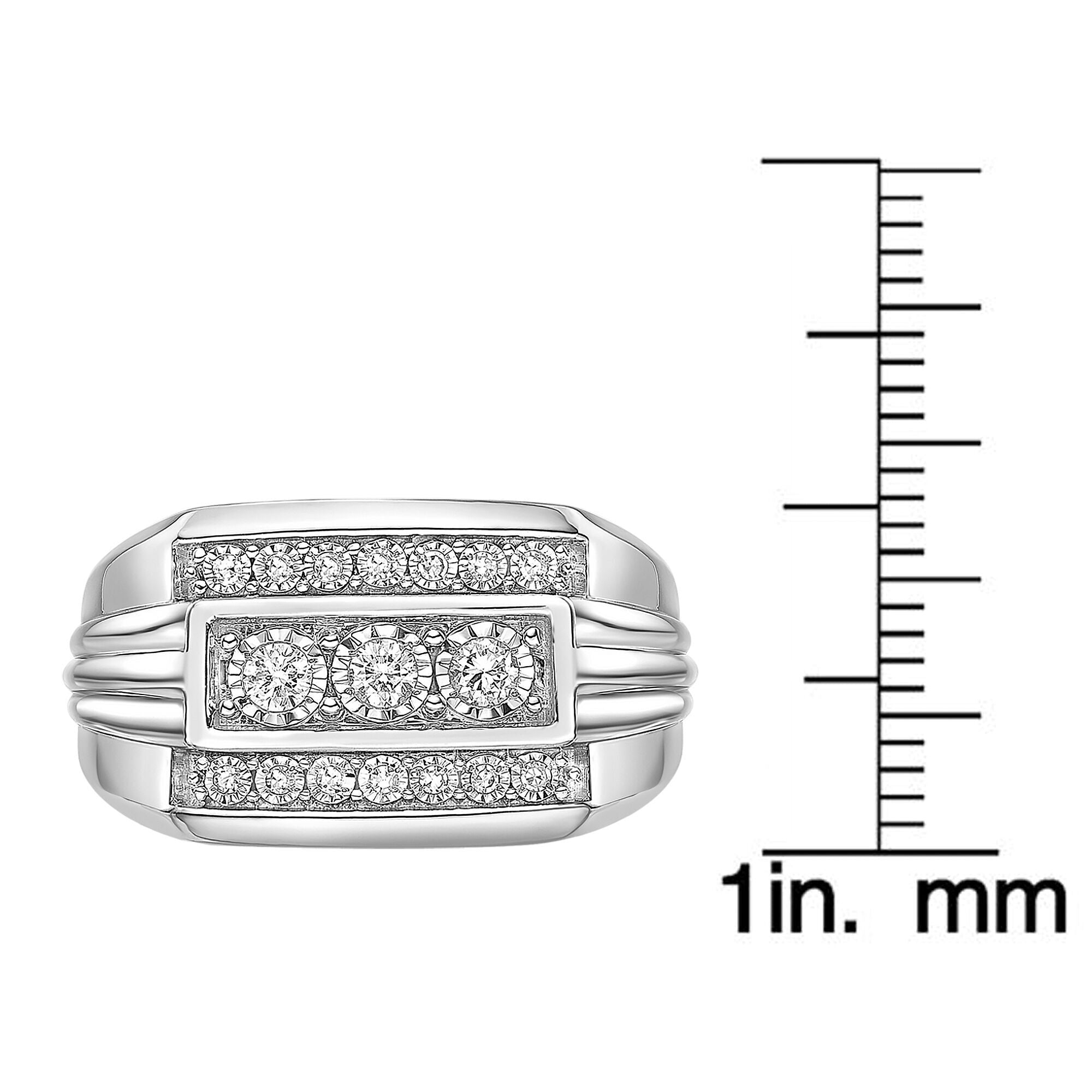 Men's Three-Row Lab Grown Diamond Band in Sterling Silver (1/4 ct. tw.)