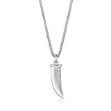 0.20 ctte Natural Diamond Fang Pendant in Sterling Silver, 24"