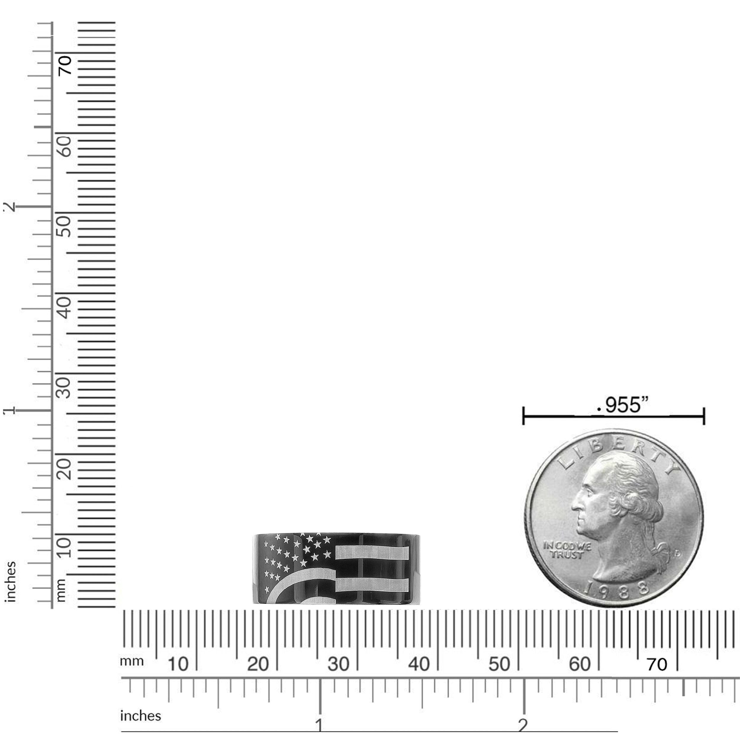 American Flag Band in Black Ion-Plated Stainless Steel