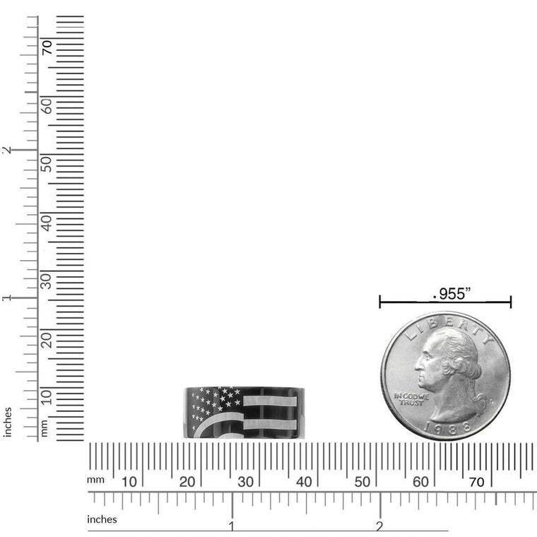 American Flag Band in Black Ion-Plated Stainless Steel