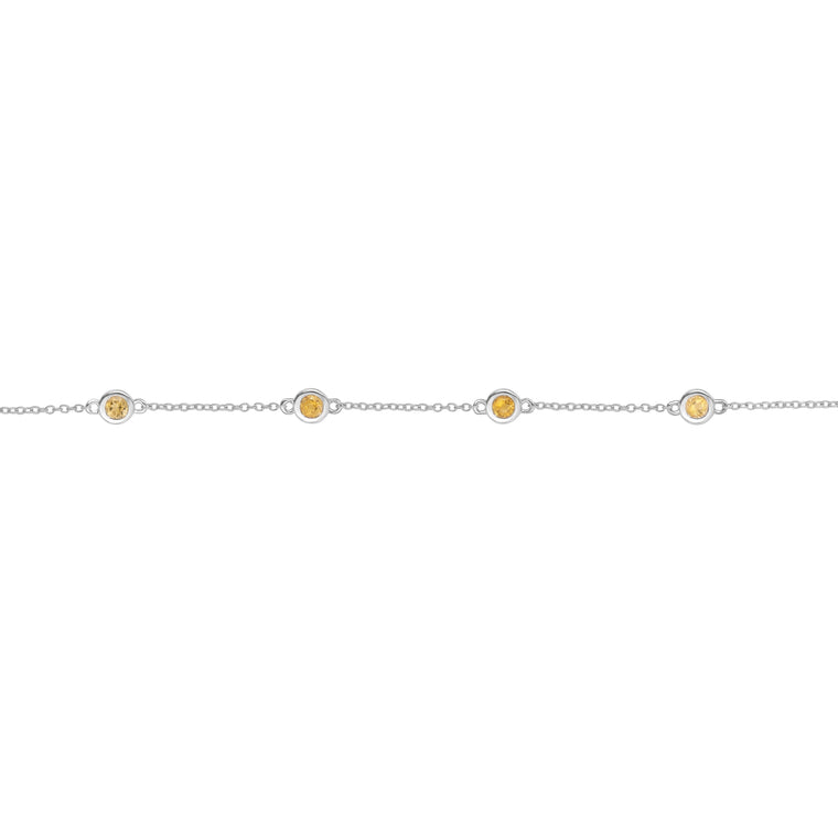 Birthstone Station Bracelet in Sterling Silver