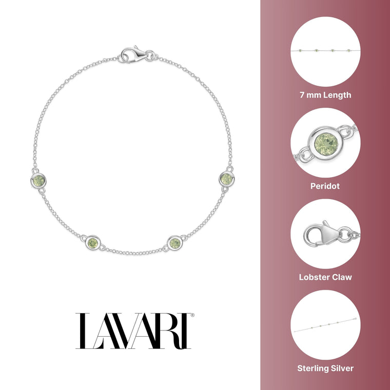 Birthstone Station Bracelet in Sterling Silver