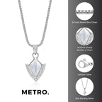 Men’s Mother of Pearl & Lab-Created White Sapphire Arrowhead Pendant in Sterling Silver