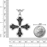 Men's Black Spinel Cross Pendant in Sterling Silver