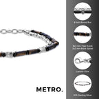 Men's Tiger Eye and Black Spinel Bracelet in Sterling Silver