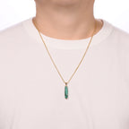Men's Malachite Pendant in Yellow Gold Plated Sterling Silver