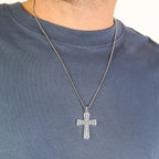 Men's Lab Grown Diamond Cross Pendant in Sterling Silver (1/2 ct. tw.)