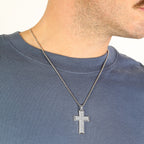 Men's Lab Grown Diamond Cross Pendant in Sterling Silver (1/2 ct. tw.)