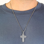 Men's Lab Grown Diamond Cross Pendant in Sterling Silver (1/2 ct. tw.)