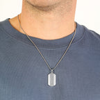 Men's Lab Grown Diamond Dog Tag Pendant in Sterling Silver (1/3 ct. tw.)