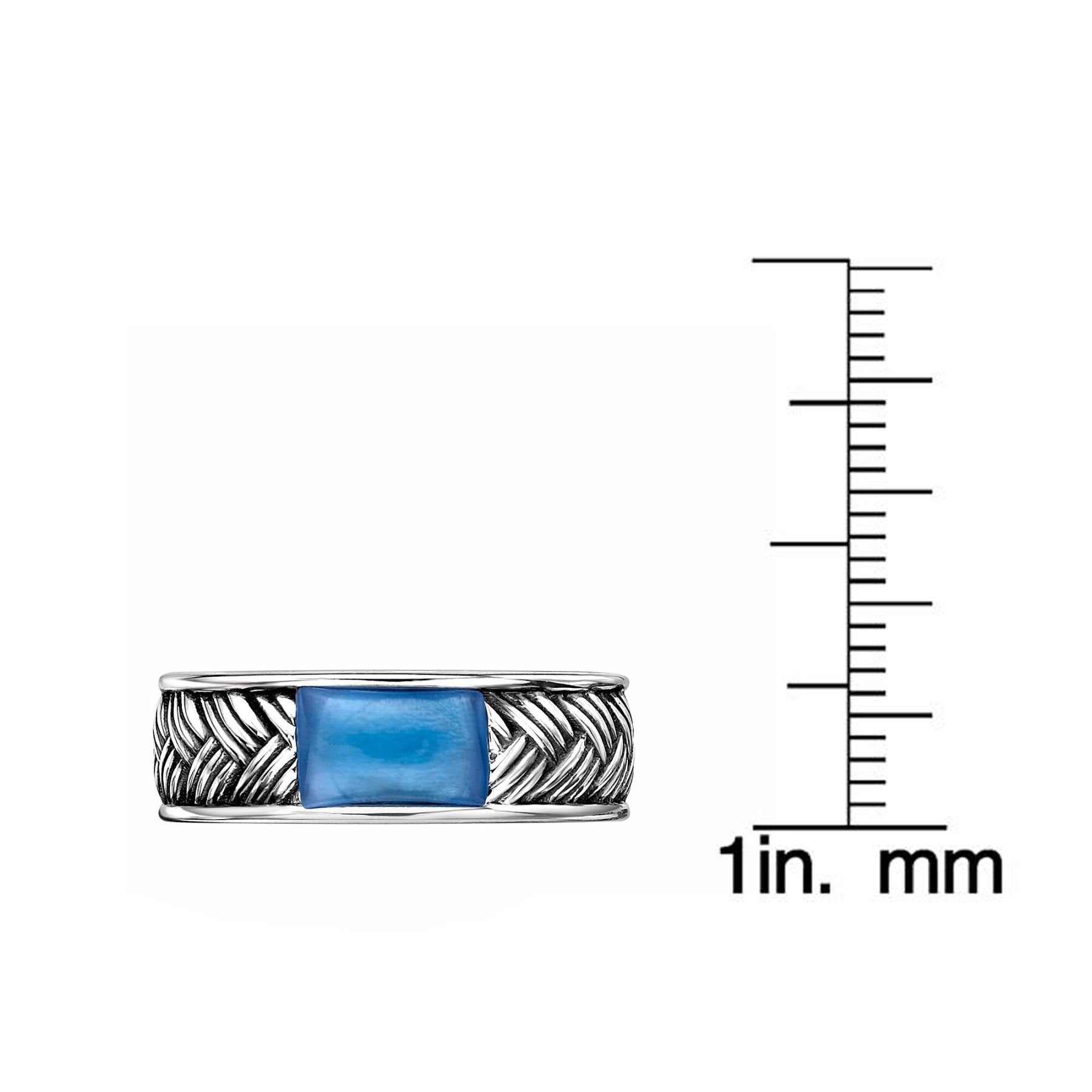 Men's Royal Blue Agate Woven Band in Sterling Silver