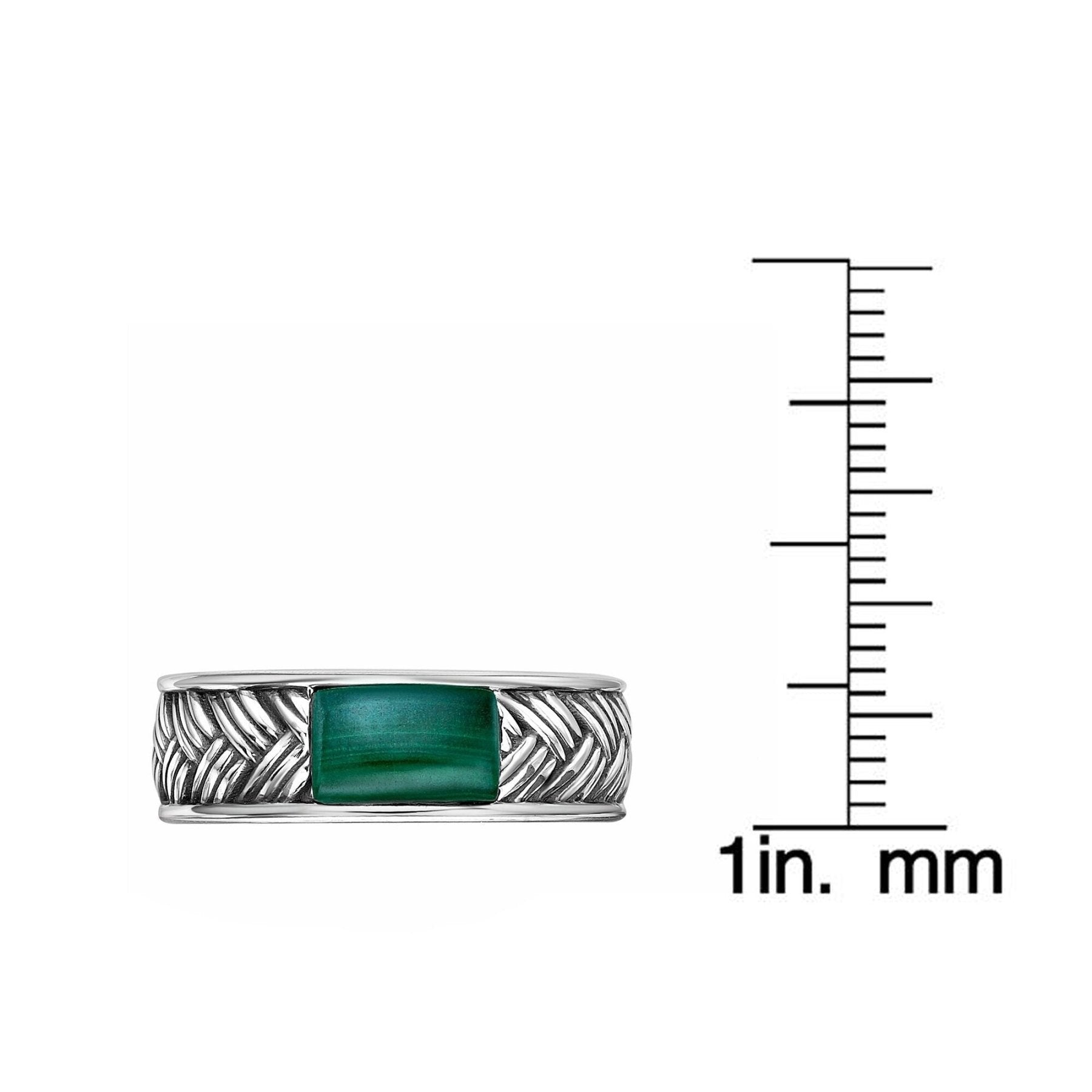 Men's Malachite Woven Band in Sterling Silver