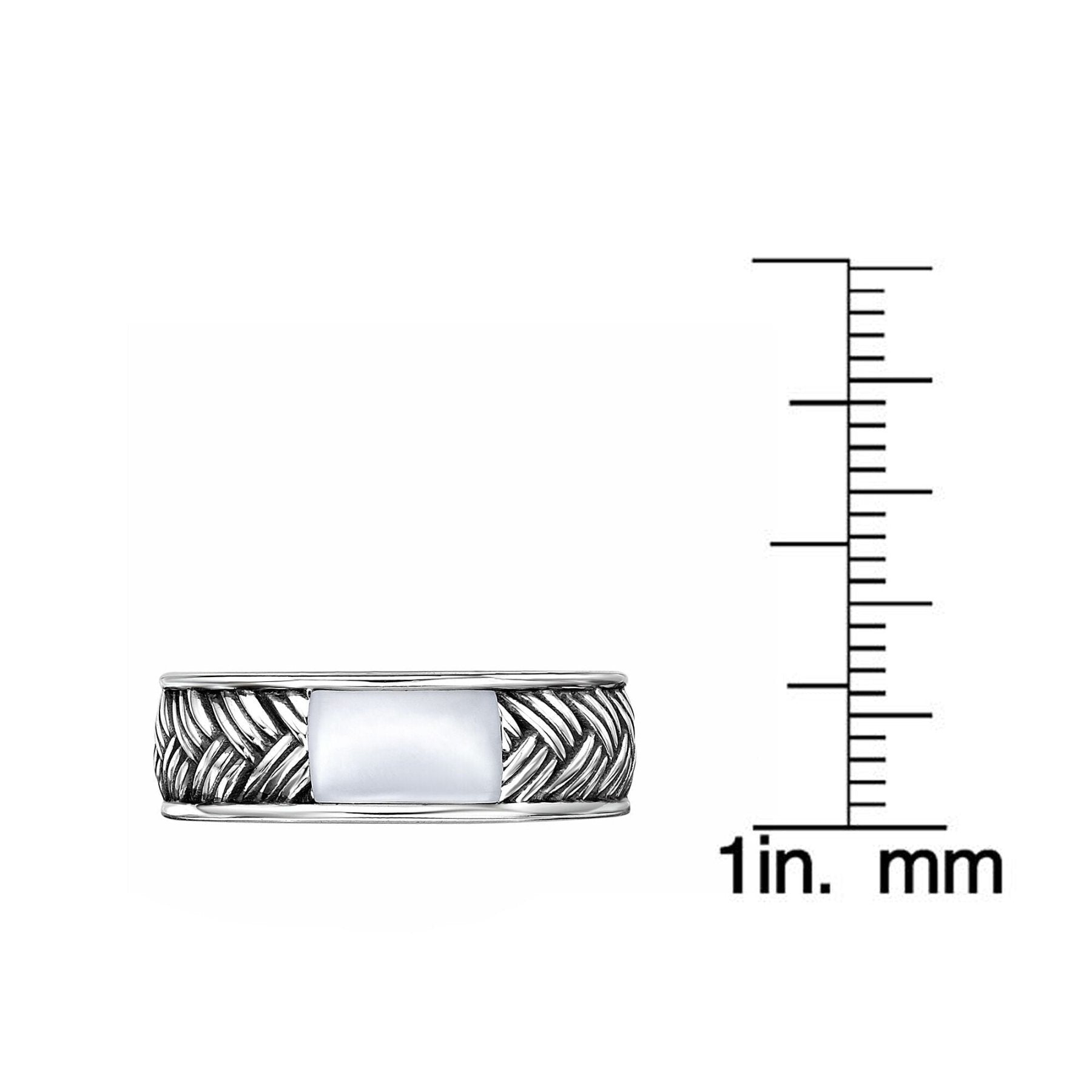 Men's Mother of Pearl Woven Band in Sterling Silver