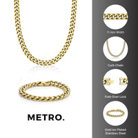 Thick Curb Chain Gift Set in Gold Ion Plated Stainless Steel, 20"