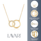 Yellow Gold Plated Sterling Silver Interlocking Diamond Necklace