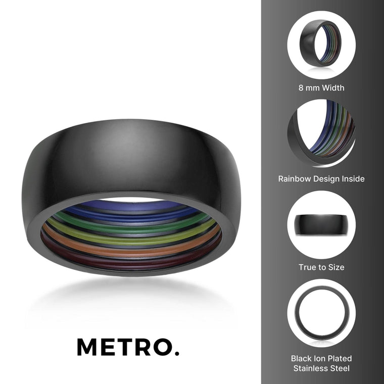 Rainbow Ring in Black Ion Plated Stainless Steel