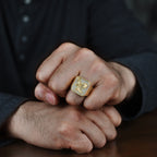 Eagle Signet Ring with Cubic Zirconia in Gold-Tone Ion-Plated Stainless Steel