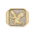 Eagle Signet Ring with Cubic Zirconia in Gold-Tone Ion-Plated Stainless Steel