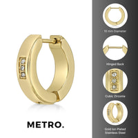 Channel Set Hoop Earring in Gold Ion Plated Stainless Steel
