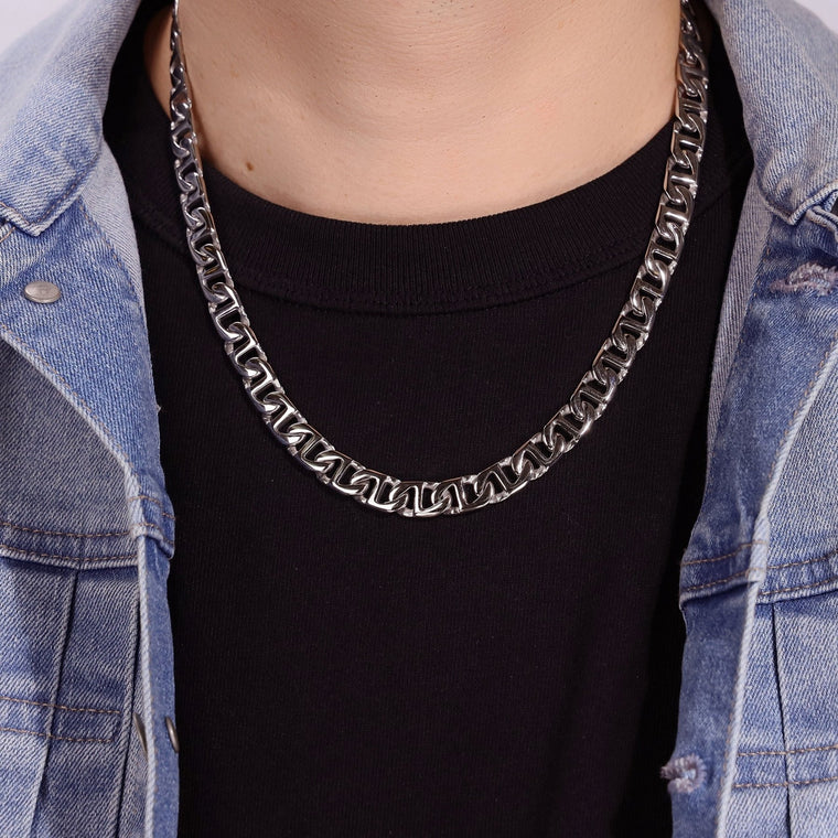 Men's 10MM Mariner Chain Necklace in Stainless Steel