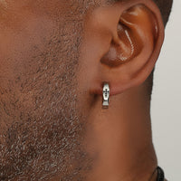 Faceted Cross Hoop Earring in Stainless Steel