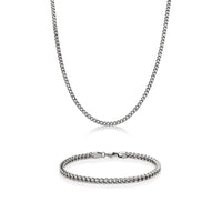 Thin Foxtail Chain Gift Set in Stainless Steel, 22"