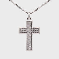 Men's Lab Grown Diamond Cross Pendant in Sterling Silver (1/2 ct. tw.)