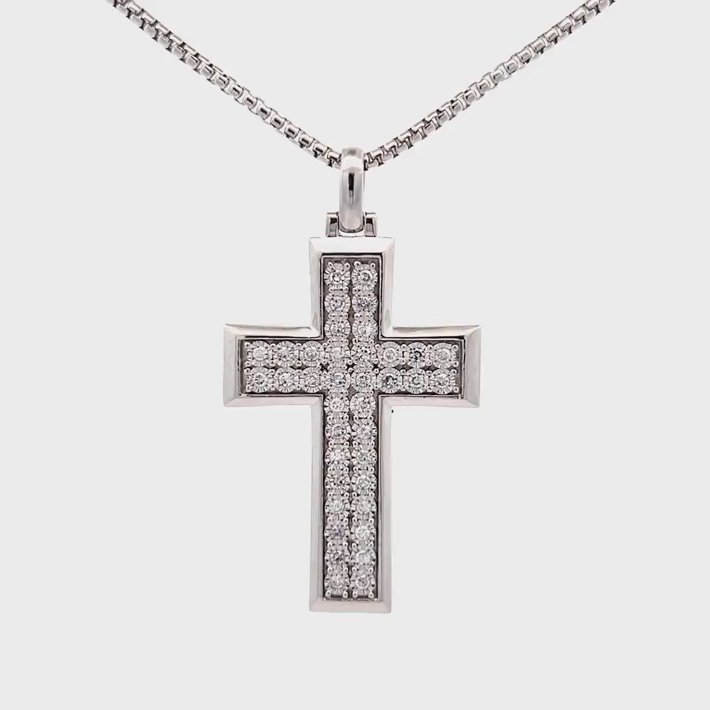 Men's Lab Grown Diamond Cross Pendant in Sterling Silver (1/2 ct. tw.)