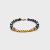 African Turquoise Beaded Bracelet in Gold Ion Plated Stainless Steel