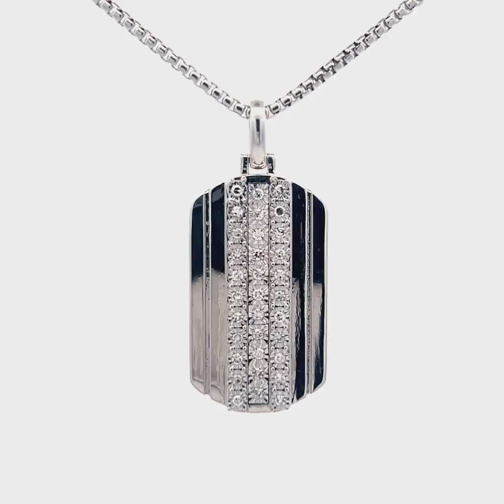 Men's Lab Grown Diamond Dog Tag Pendant in Sterling Silver (1/3 ct. tw.)