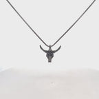Men's Bull Pendant with Black Spinel in in Oxidized Sterling Silver