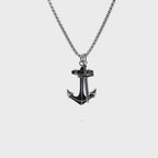 Anchor and Sword Pendant in Black Cubic Zirconia Stainless Steel