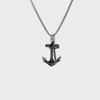 Anchor and Sword Pendant in Black Cubic Zirconia Stainless Steel