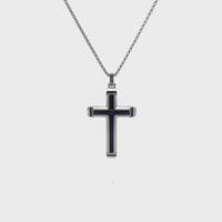 Diamond Two-Tone Cross Cross Pendant in Black