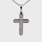 Men's Lab Grown Diamond Cross Pendant in Sterling Silver (1 ct. tw.)