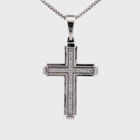 Men's Lab Grown Diamond Cross Pendant in Sterling Silver (1 ct. tw.)
