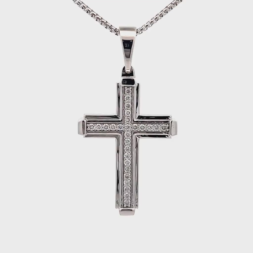 Men's Lab Grown Diamond Cross Pendant in Sterling Silver (1 ct. tw.)