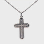 Men's Lab Grown Diamond Cross Pendant in Sterling Silver (1/2 ct. tw.)