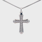 Men's Lab Grown Diamond Flared Cross Pendant in Sterling Silver (1/2 ct. tw.)