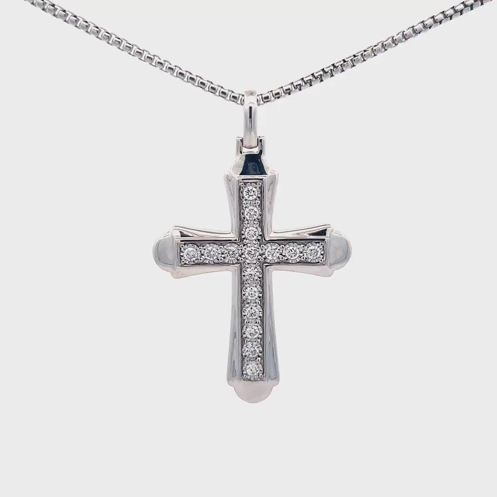 Men's Lab Grown Diamond Flared Cross Pendant in Sterling Silver (1/2 ct. tw.)