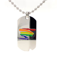 Rainbow Dog Tag Pendant in Stainless Steel