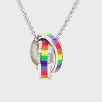Interlocking Rings Rainbow Pendant in Stainless Steel