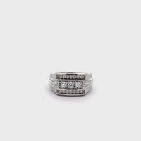 Men's Three-Row Lab Grown Diamond Band in Sterling Silver (1/4 ct. tw.)