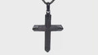 Men's Ebony Wood Cross Pendant in Black Ion-Plated Stainless Steel