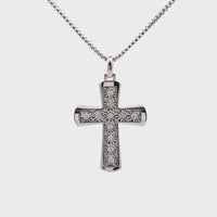 Men's Lab Grown Diamond Cross Pendant in Sterling Silver (1/2 ct. tw.)