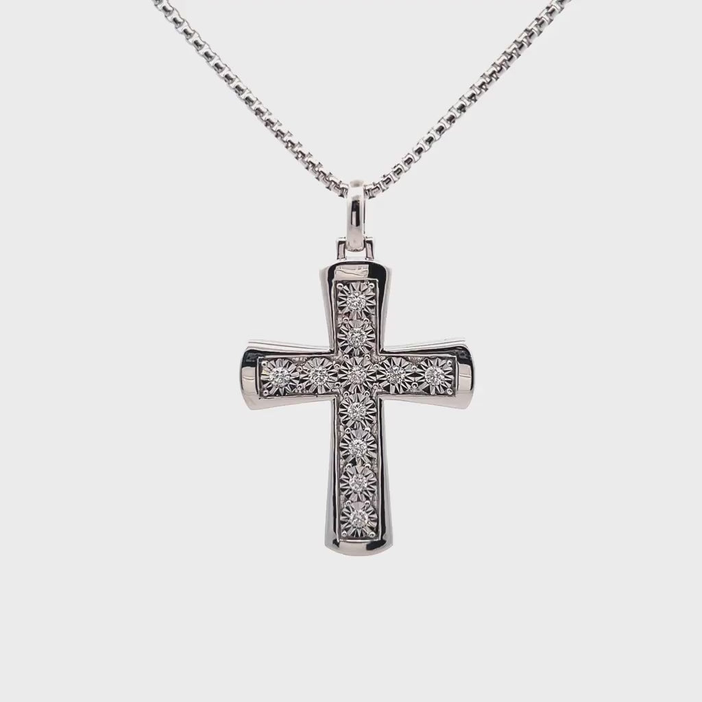 Men's Lab Grown Diamond Cross Pendant in Sterling Silver (1/2 ct. tw.)