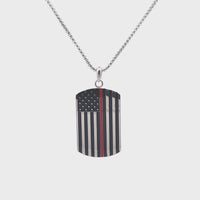 American Flag Dog Tag in Red Enamel Stainless Steel