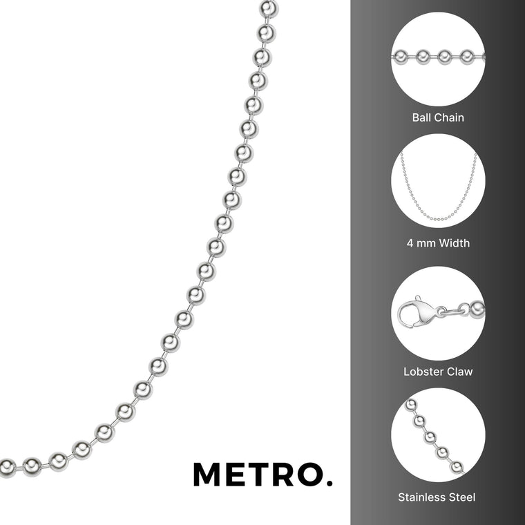 Stainless Steel Replacement Ball Chain, 20-30 inch